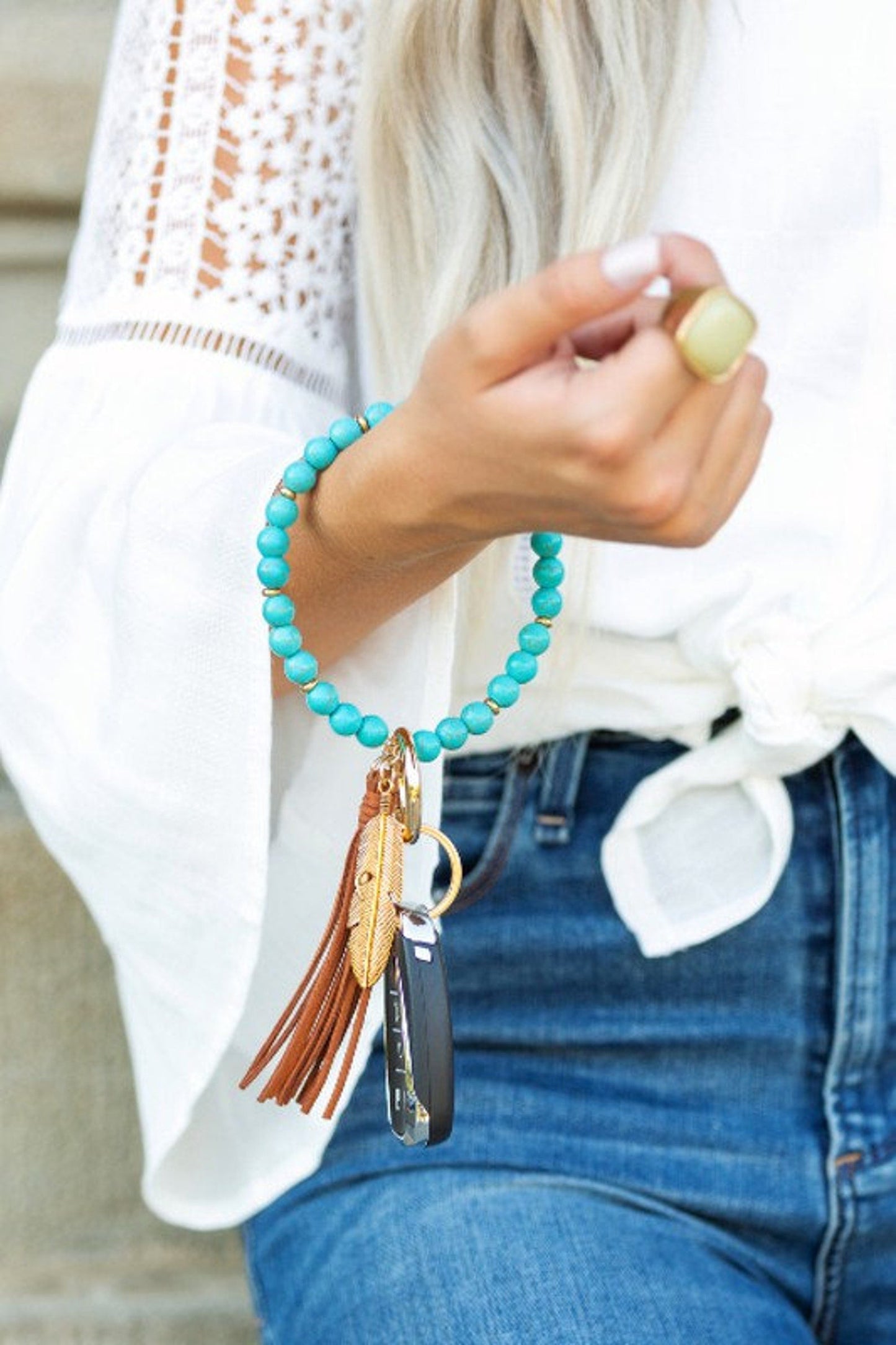 Boho Stone Key Ring