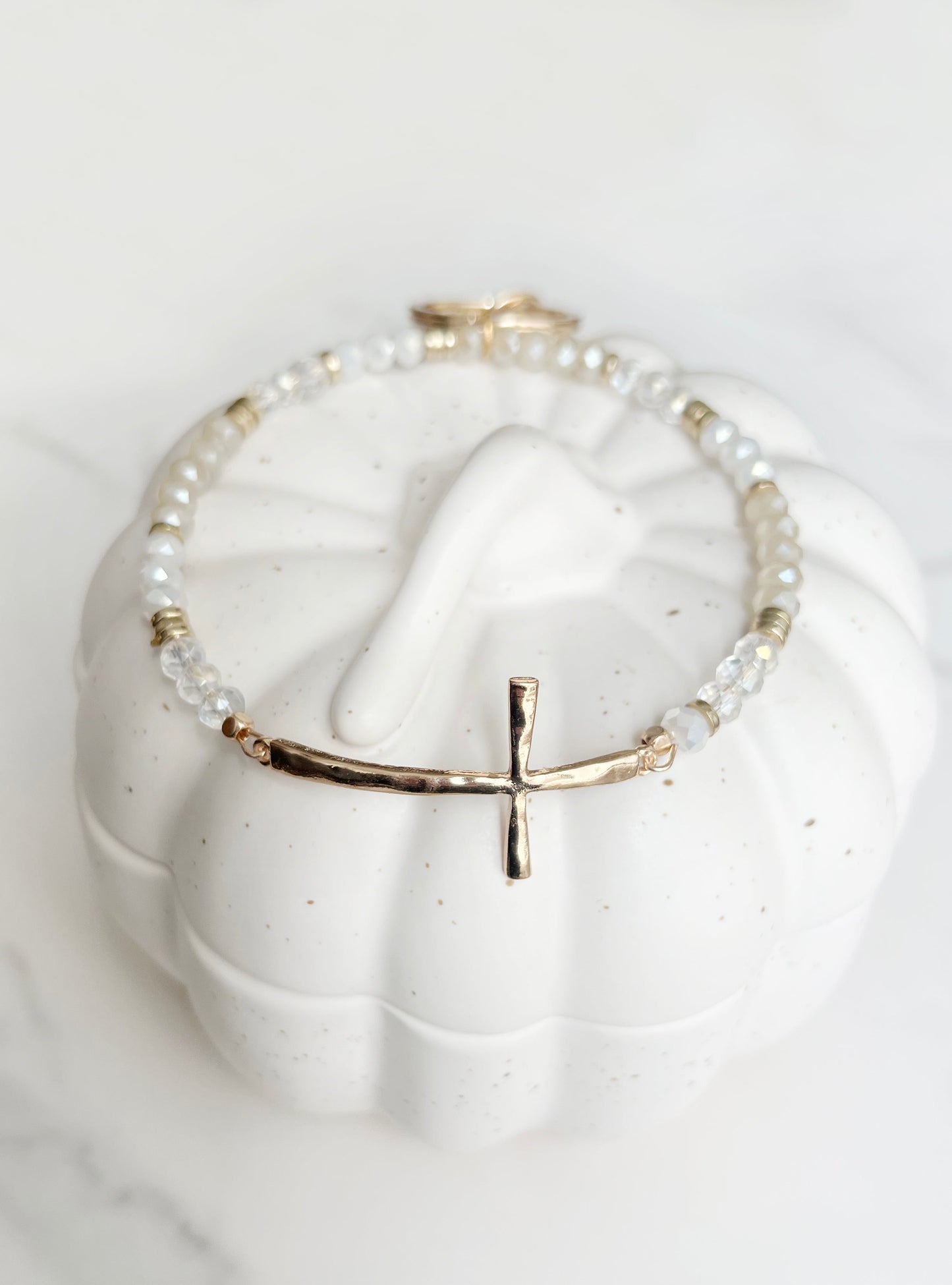 Cross Key Ring - White - Keychain