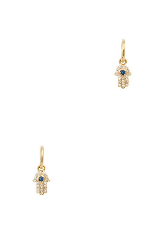 Hamsa Dangle Mini Hoop Earrings