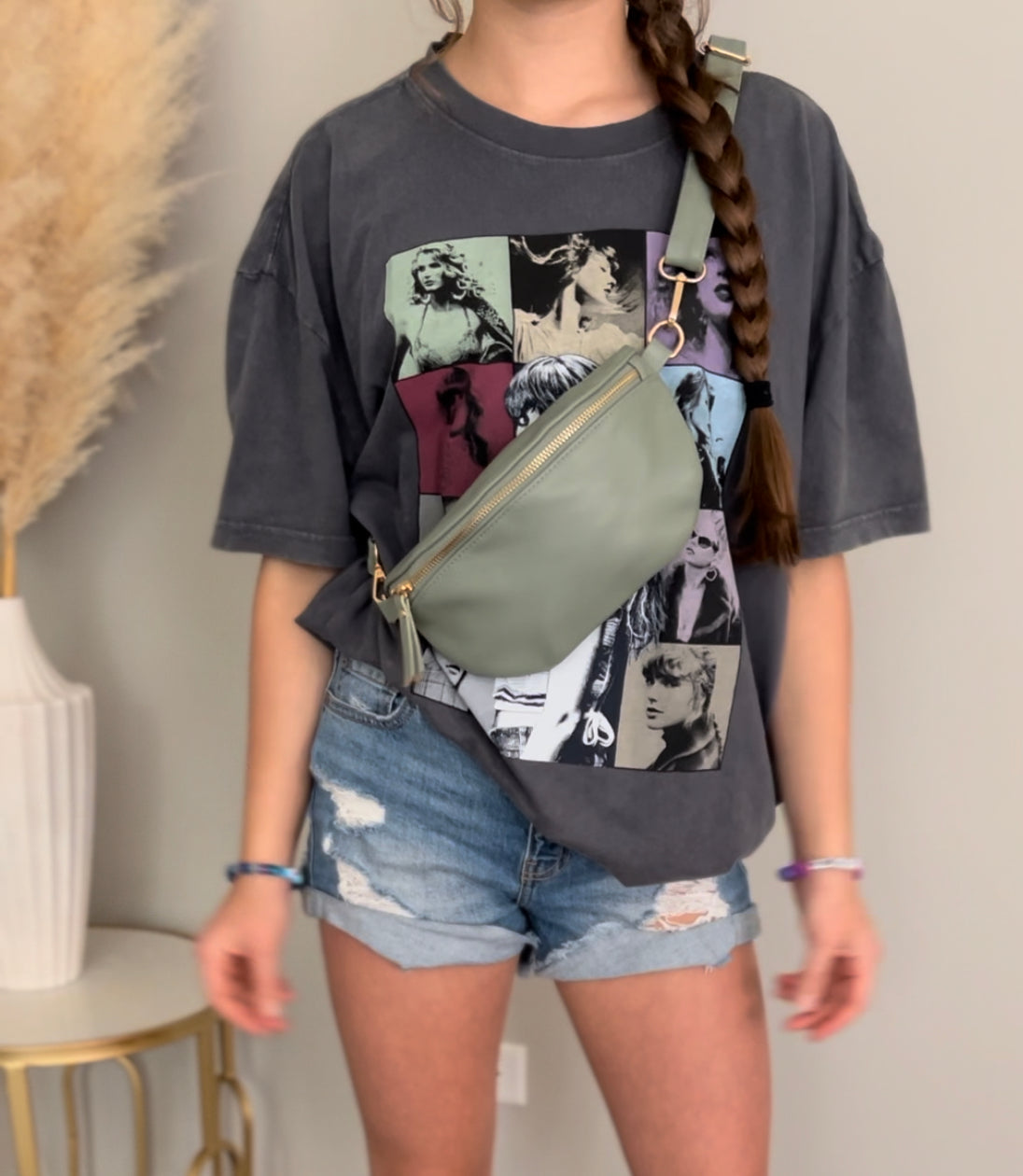 Leather Fanny Pack - Sage