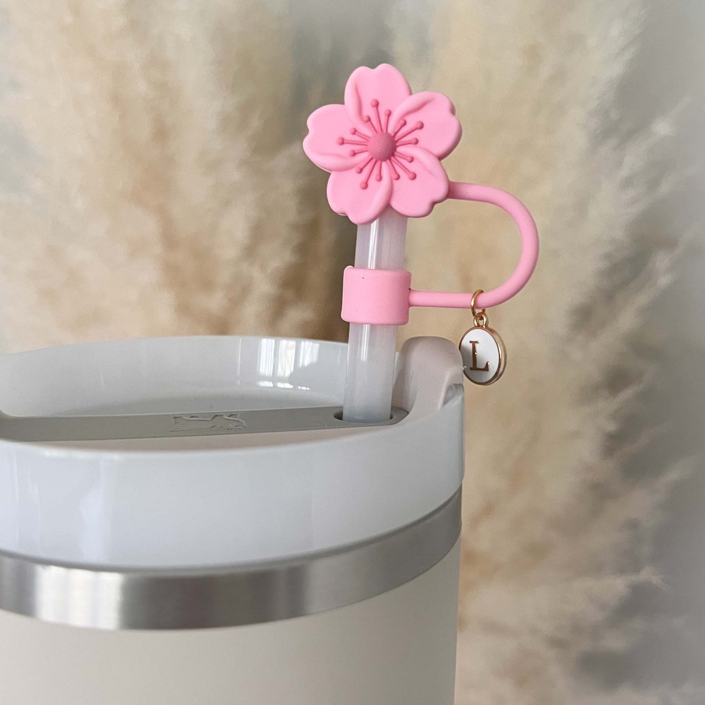 Stanley Straw Cap Hawaiian Flower - Pink - straw cover