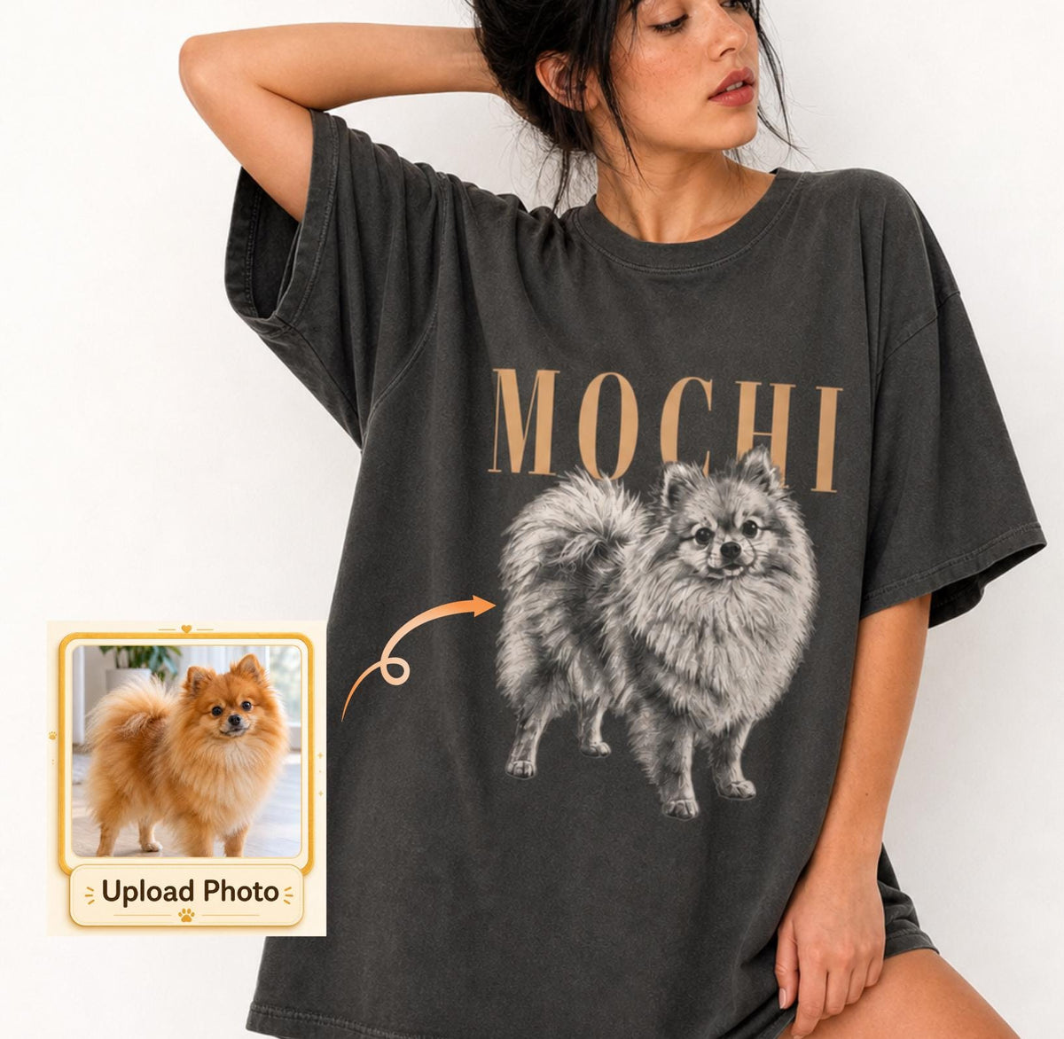 Custom Pet Photo Shirt, Personalized Dog Portrait Tee, Custom Pet Name Shirt, Dog Mom Gift, Dog Dad Gift, Pet Memorial Shirt, Pet Lover Gift