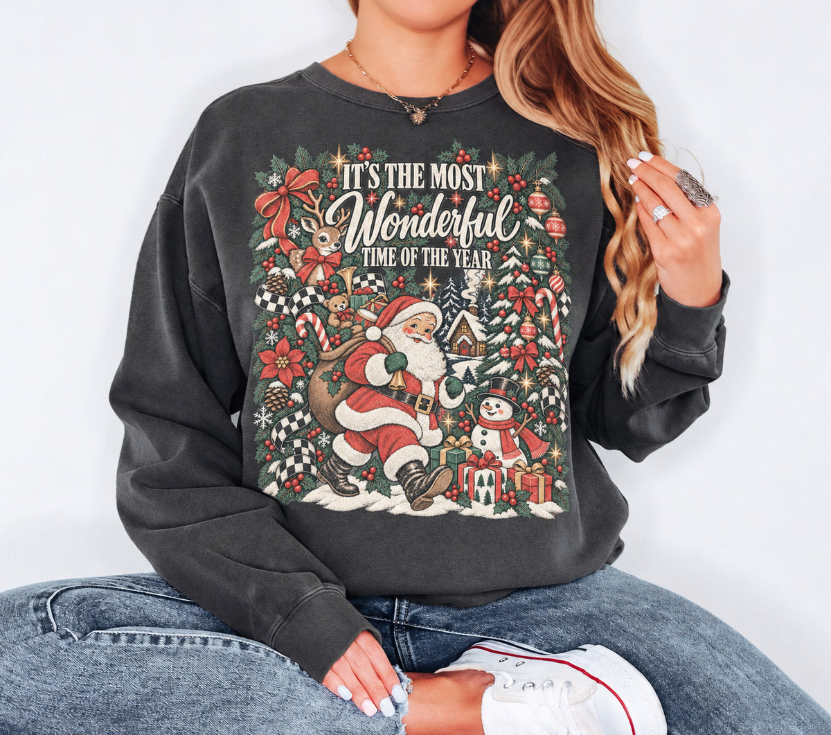 vintage y2k christmas sweatshirt